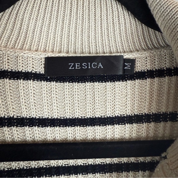 Zesica V -Neck Elegant Cream and Black Striped Long Sleeve Dress Size:M - Picture 6 of 15